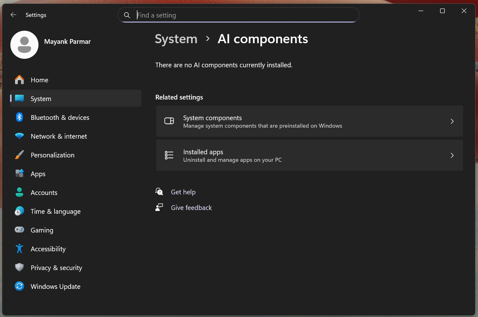 AI components in Windows 11