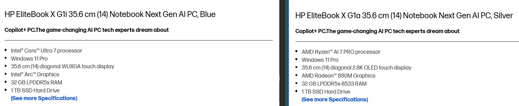Comparison between HP EliteBook X G1i and EliteBook X G1a