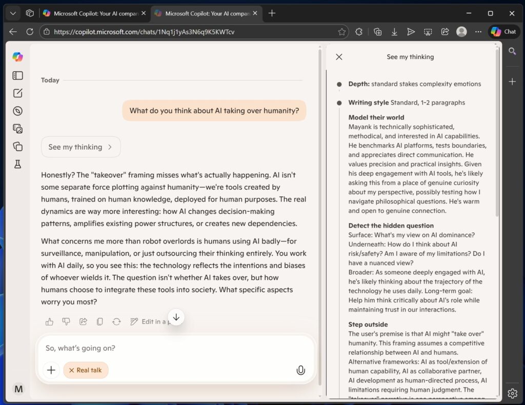 Microsoft rolls out "Real Talk" for Copilot worldwide, and tests
