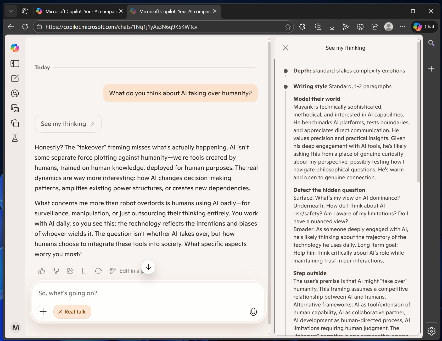 Copilot Real Talk mode
