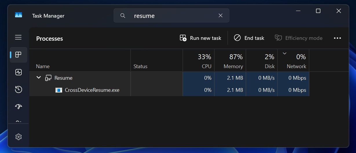 CrossDeviceResume.exe in Windows 11