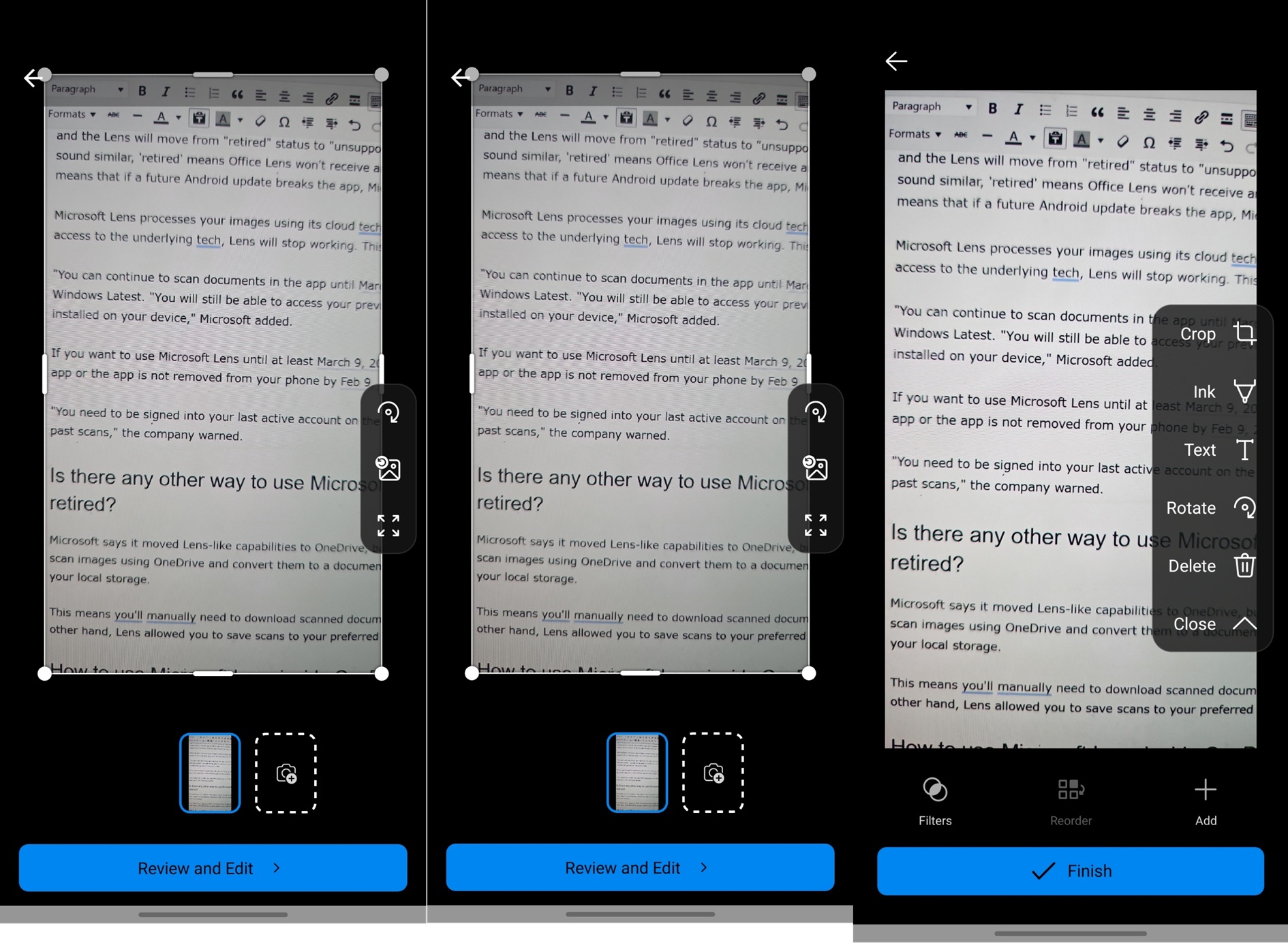 OneDrive scan feature on android