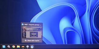 Share with Copilot on Windows 11 taskbar