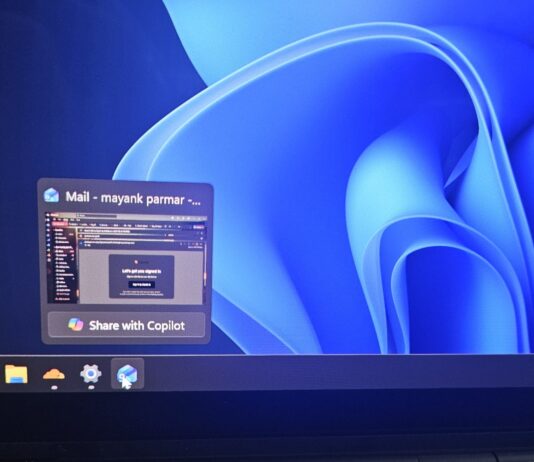 Share with Copilot on Windows 11 taskbar
