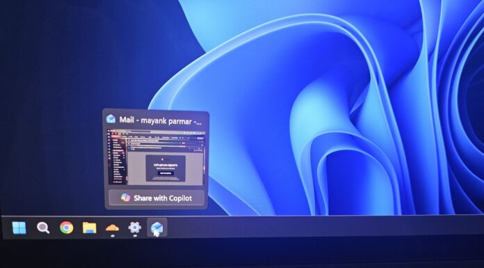 Share with Copilot on Windows 11 taskbar
