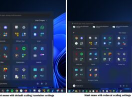 Start menu size in Windows 11