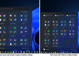 Start menu size in Windows 11