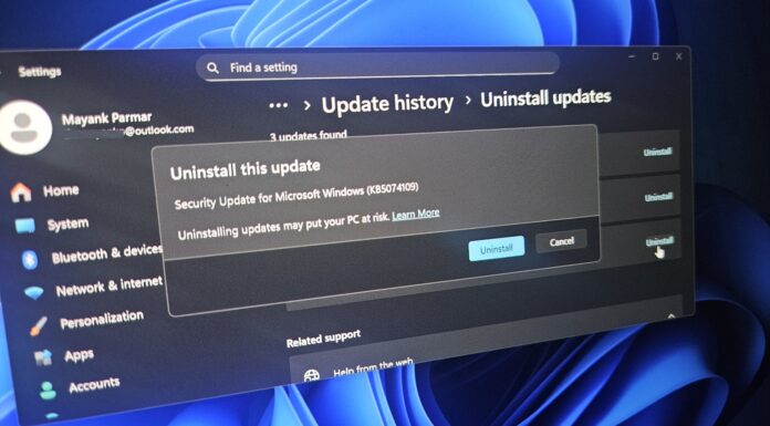 Uninstall Windows 11 KB5074109