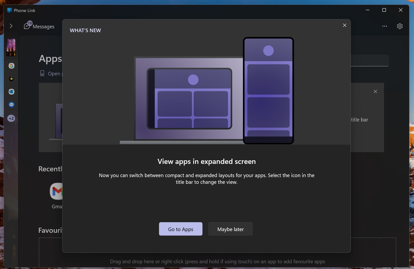 View Android apps in expanded screen on Windows 11