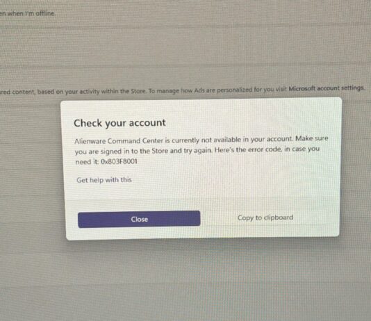Windows 11 0x803F8001 error