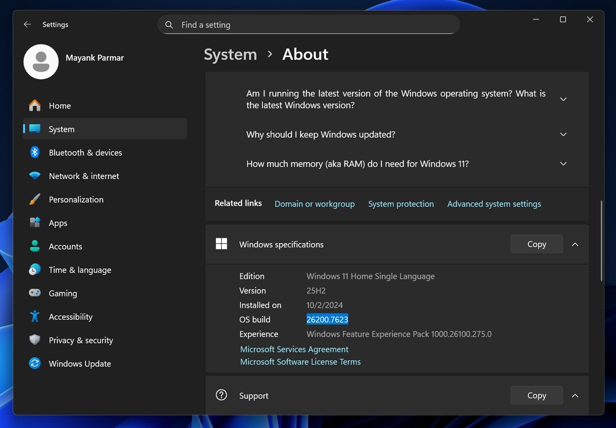 Windows 11 Build 26200.7623 update