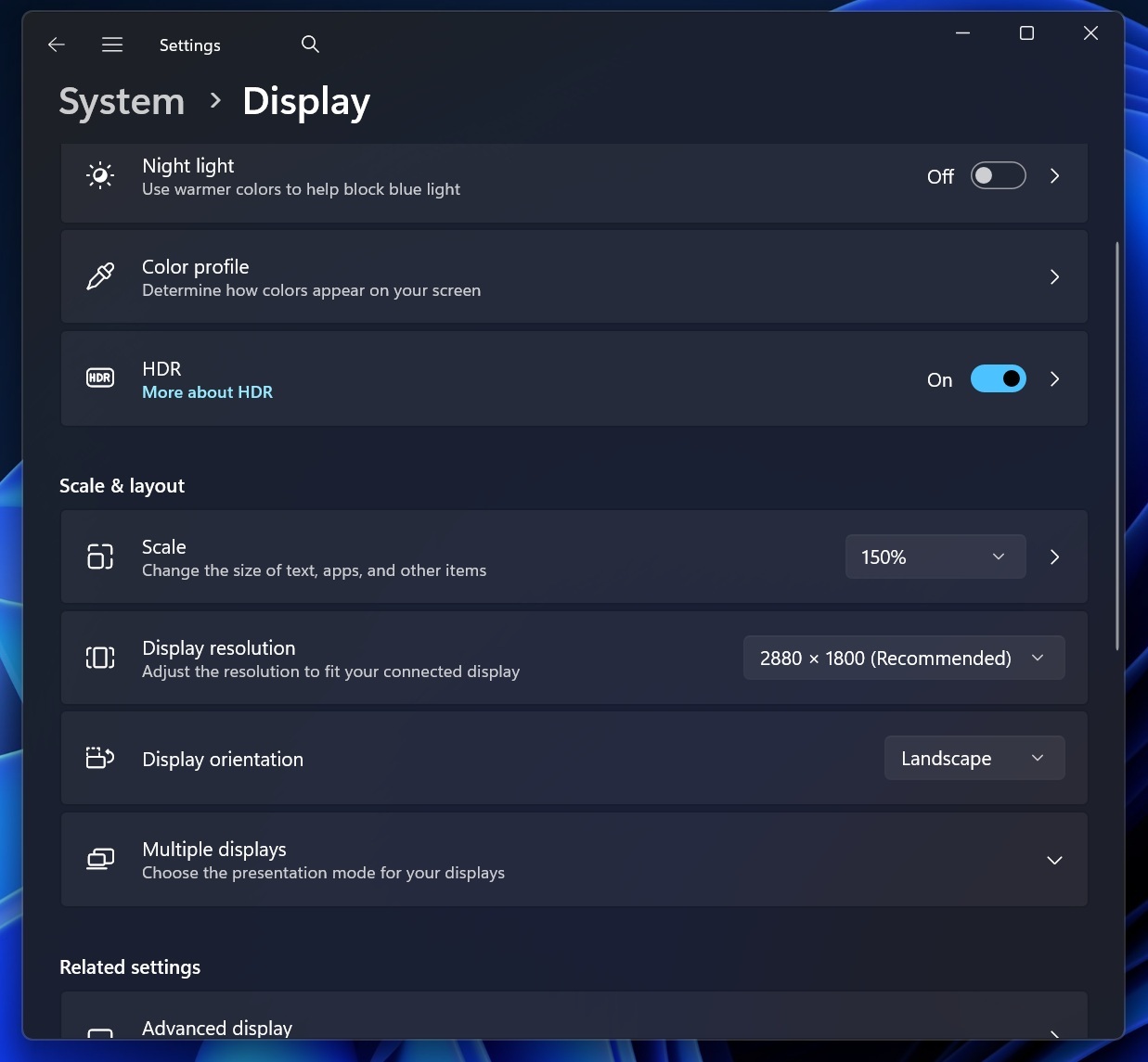 Windows 11 scaling settings