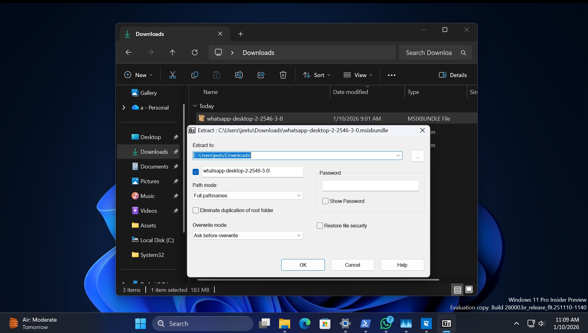 extract whatsapp package
