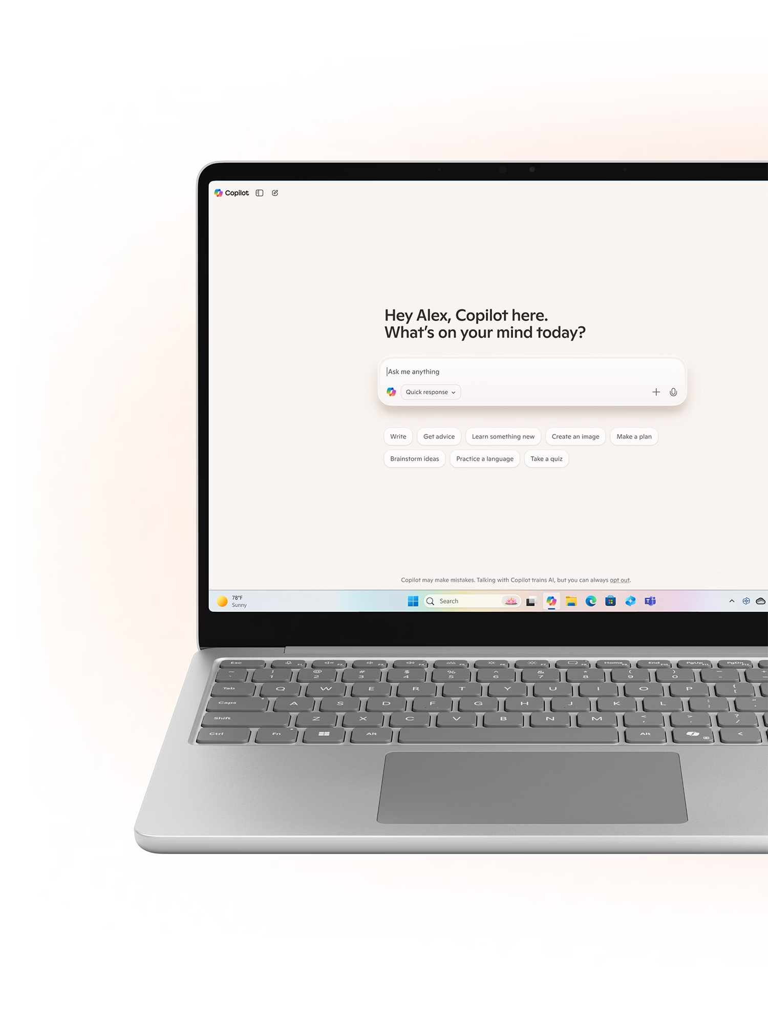 Copilot on a Surface Laptop