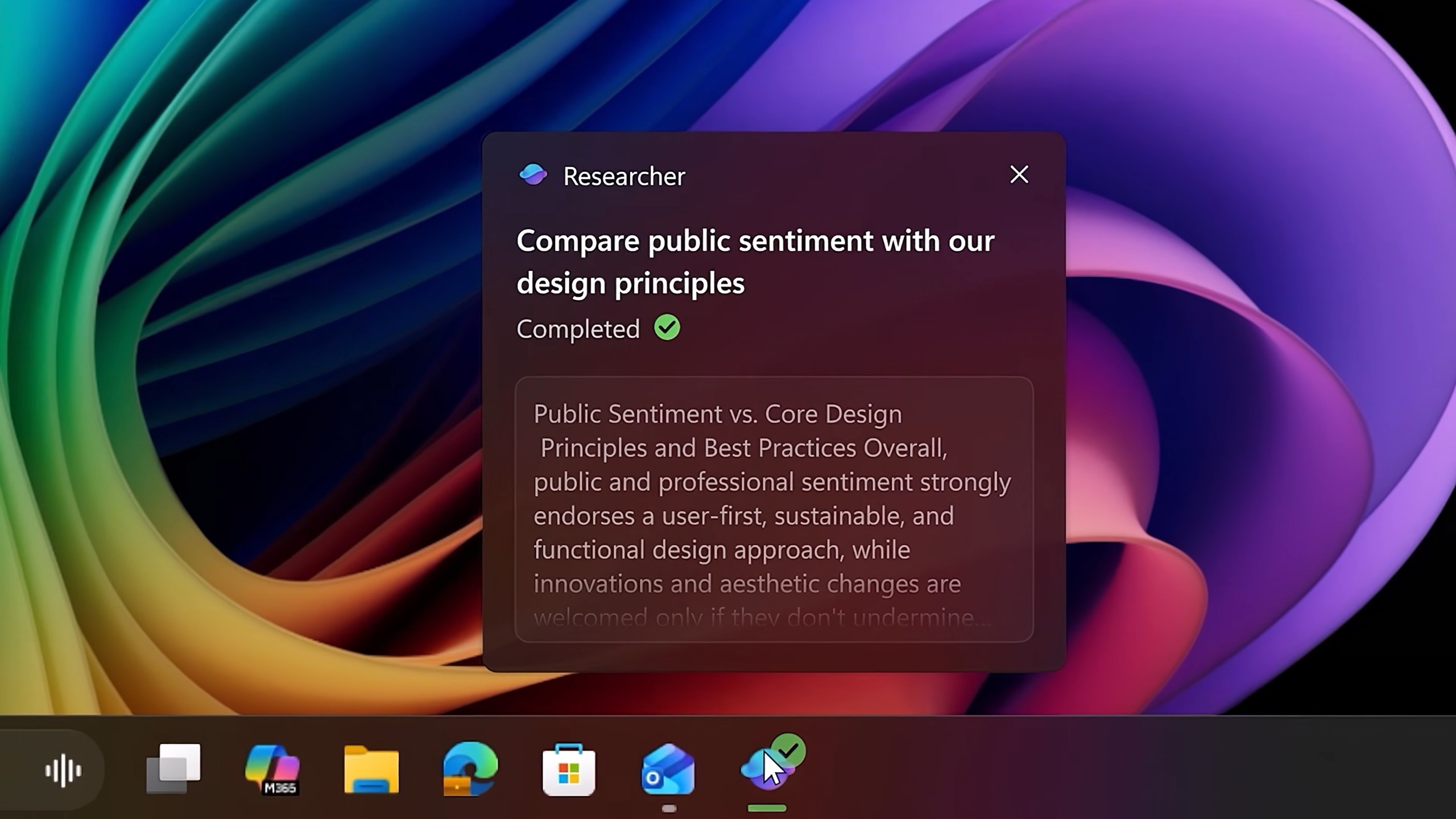 AI finished taskbar on Windows 11