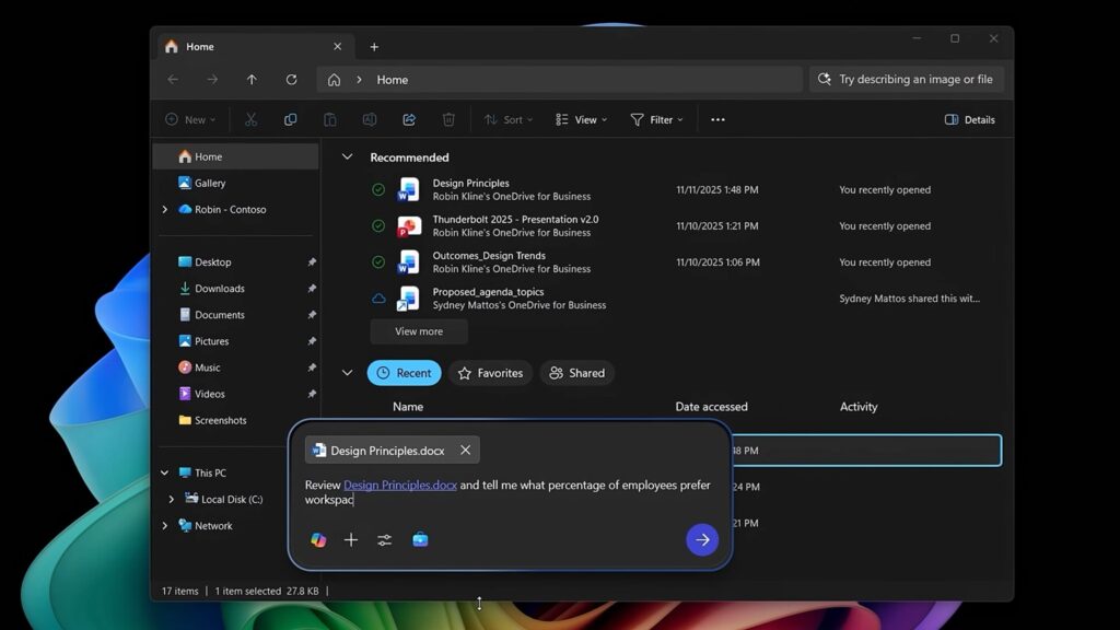 Microsoft shows off AI running on the Windows 11 taskbar and File Explorer
