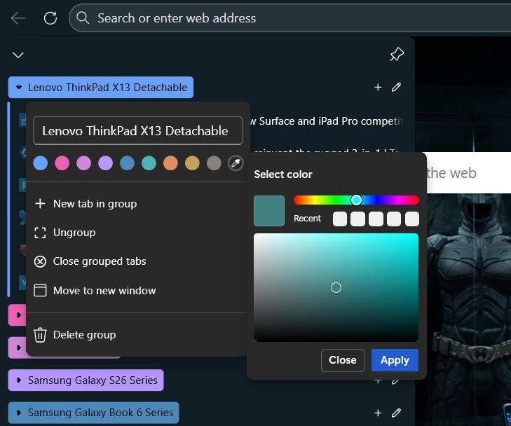 Change color of Tab group