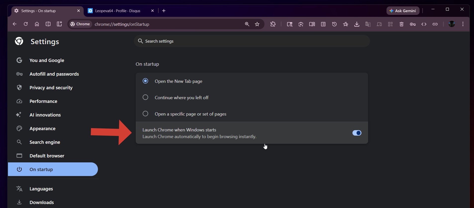Chrome auto startup launch