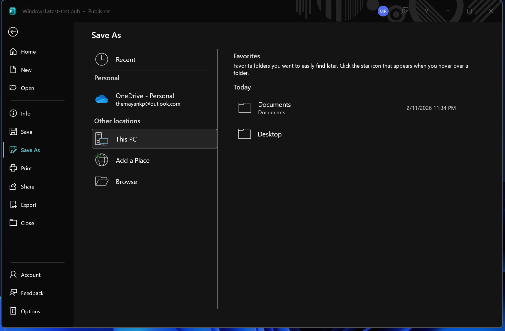 Convert Microsoft Publisher .pub files to .pdf in Windows 11