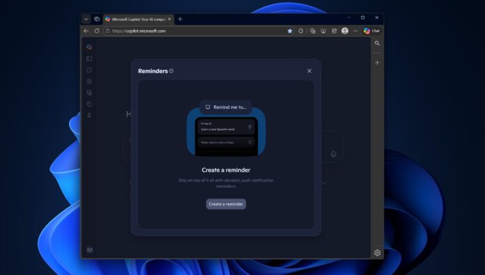Copilot Reminders feature
