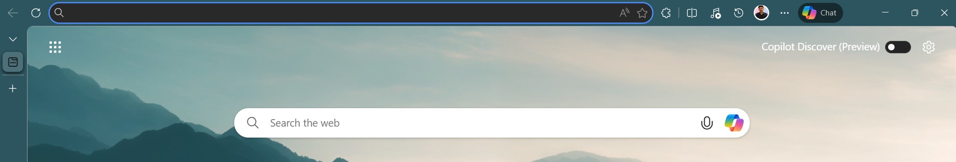 Copilot icon in the tool bar of Edge browser