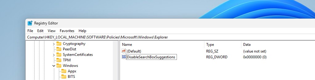 DisableSearchBoxSuggestions created