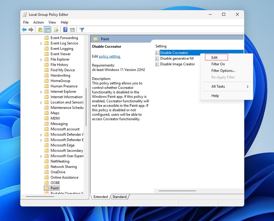 Edit Disable Cocreator Policy