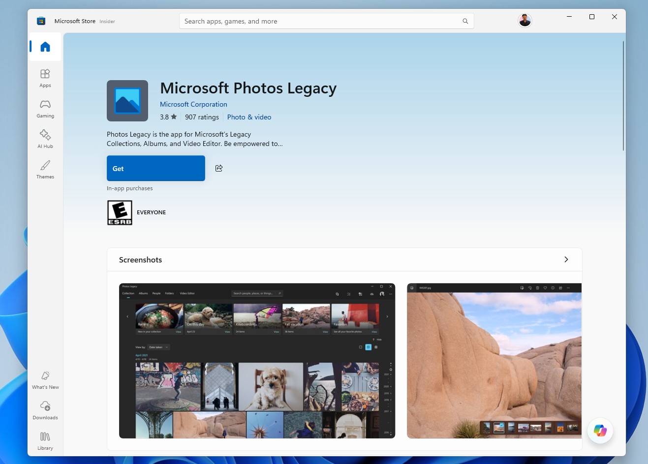 Microsoft Photos Legacy in the Microsoft Store