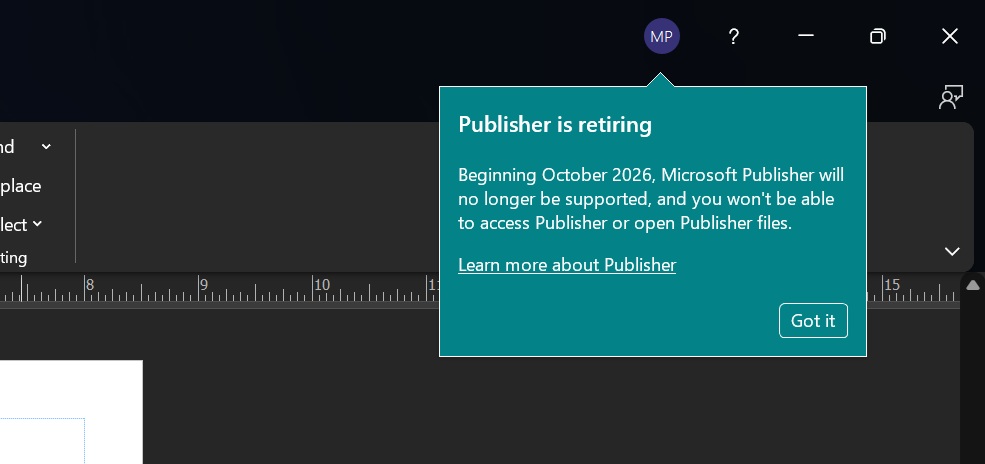 Microsoft Publisher October 2026