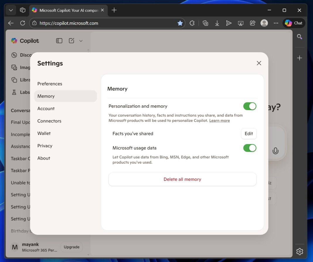 Copilot quietly pulls your data from other Microsoft products