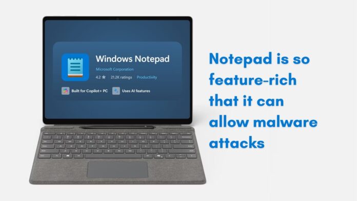 Notepad has a Remote Code Execution flaw that allows attackers to exploit Markdown links