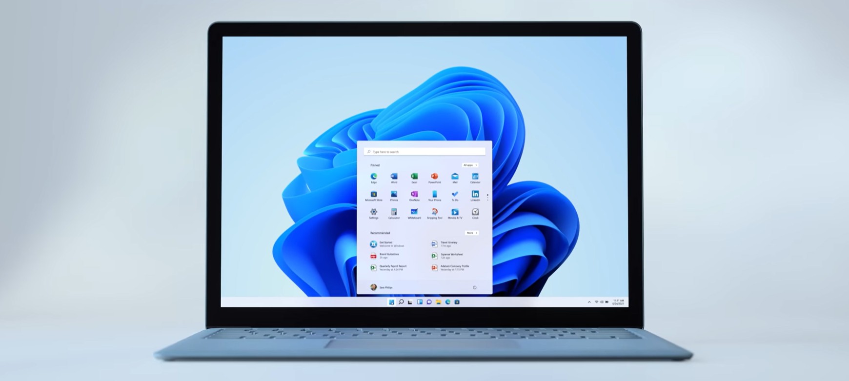 La barra de tareas y el menú Inicio originales cuando se lance Windows 11 en 2021