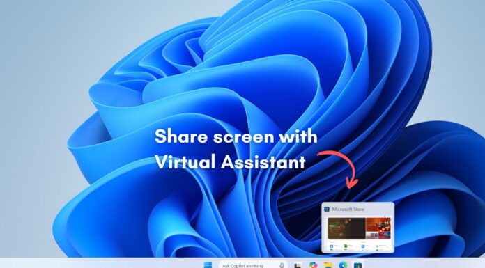 Share any window from taskbar with virtual assistant