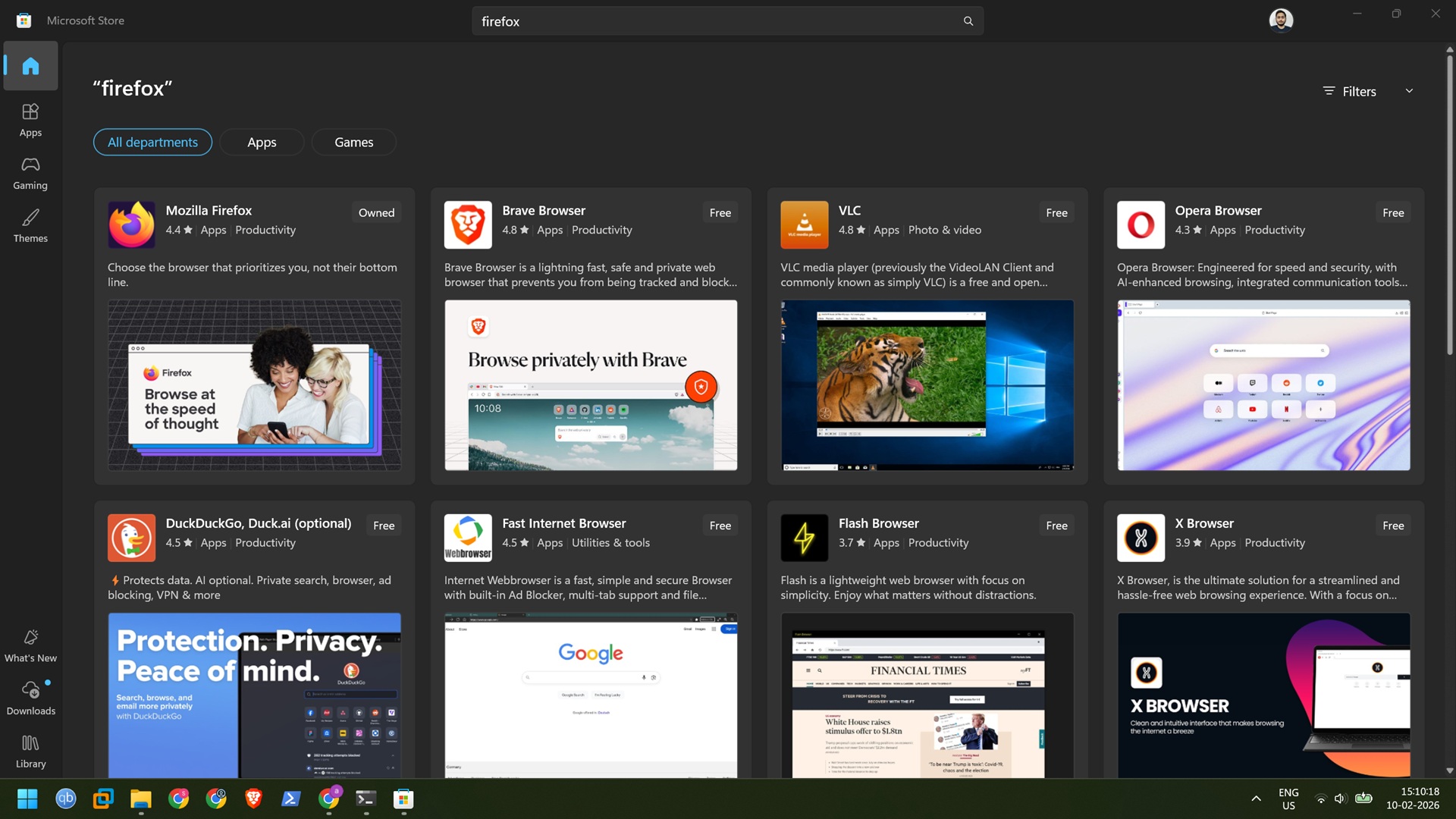 app search in microsoft store