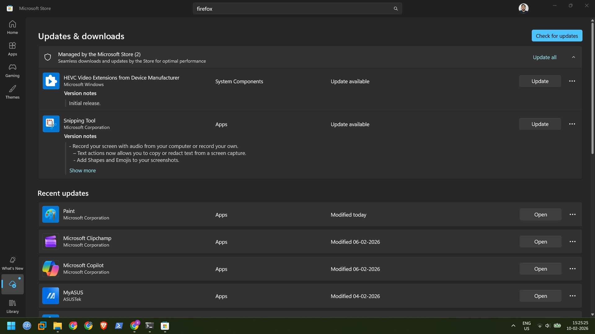 available app updates microsoft store