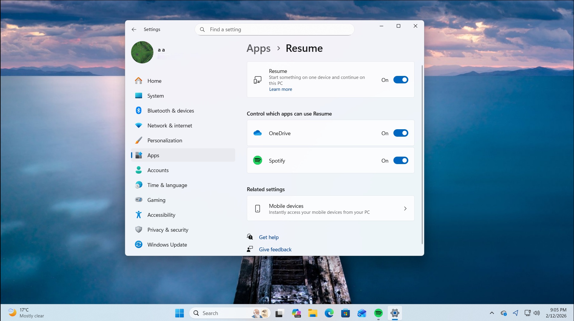 resume supported apps windows 11