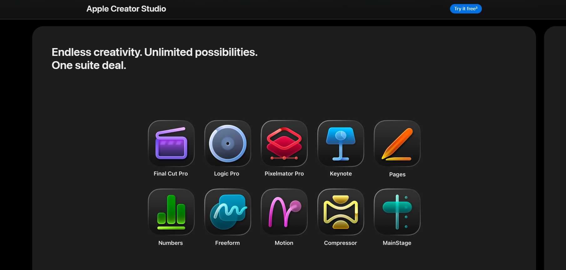 Apple Creator Studio includes Keynote, Pages, and Numbers