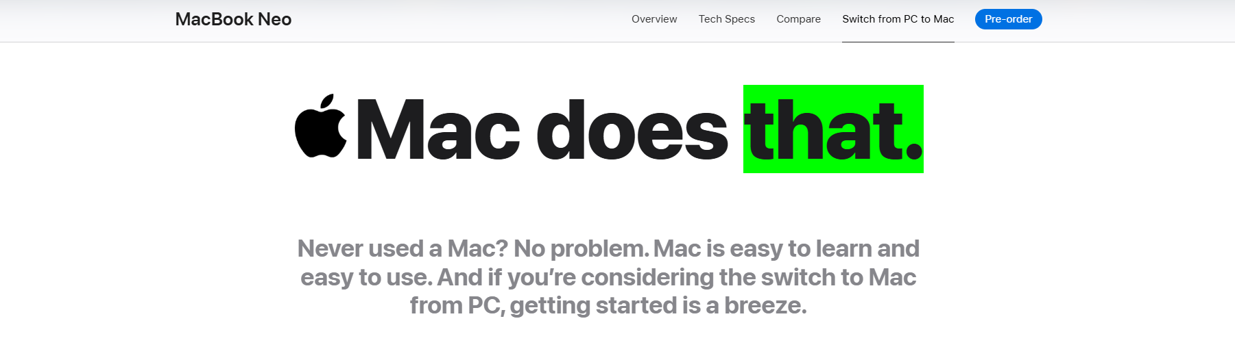Apple's Switch from PC to Mac page