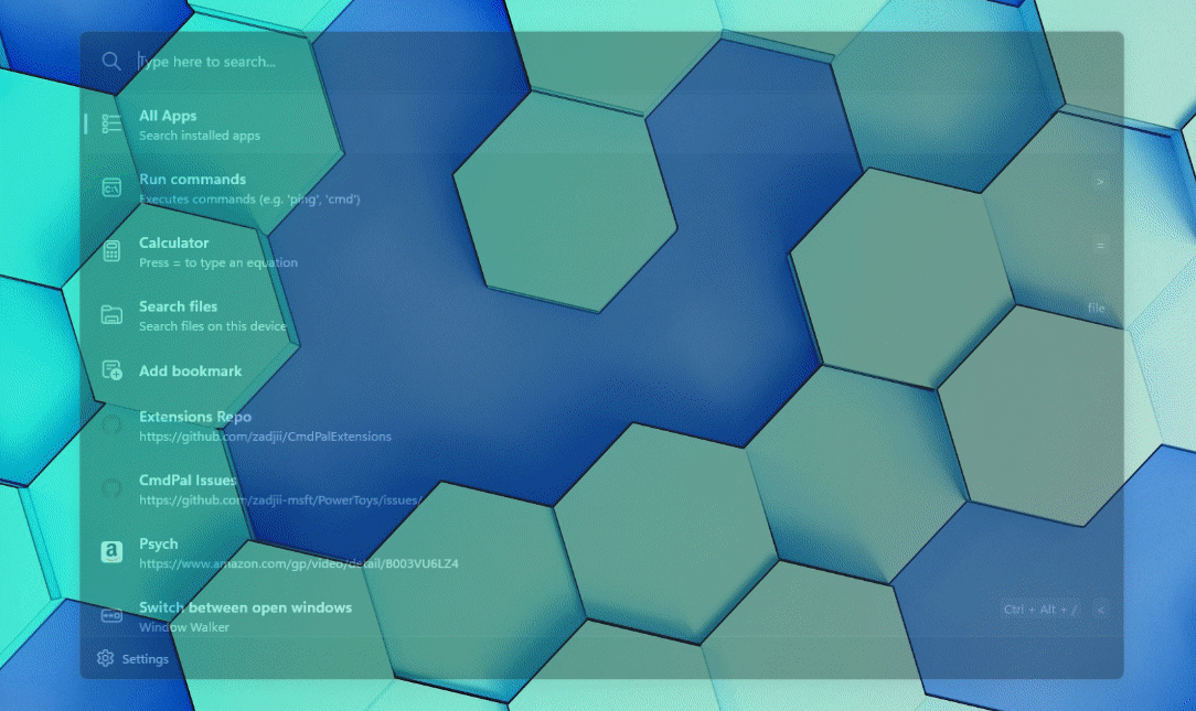 Command Palette in action