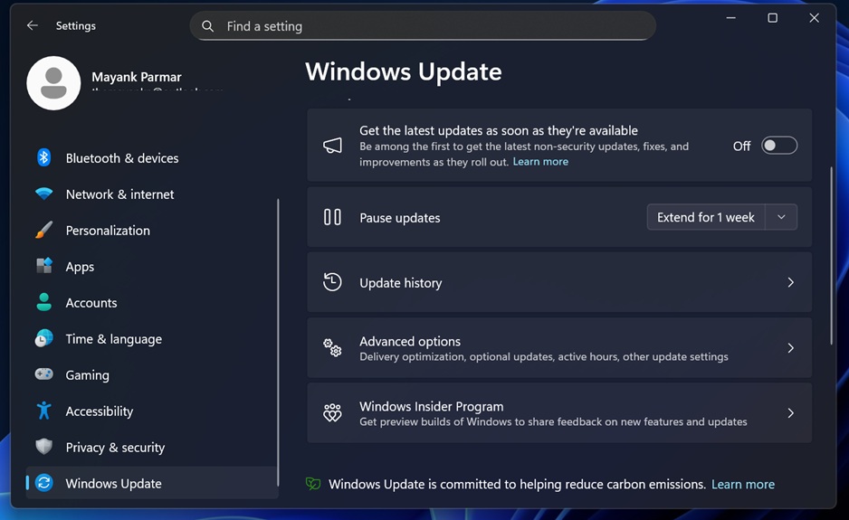 Get the latest updates as soon as they're available in Windows Settings