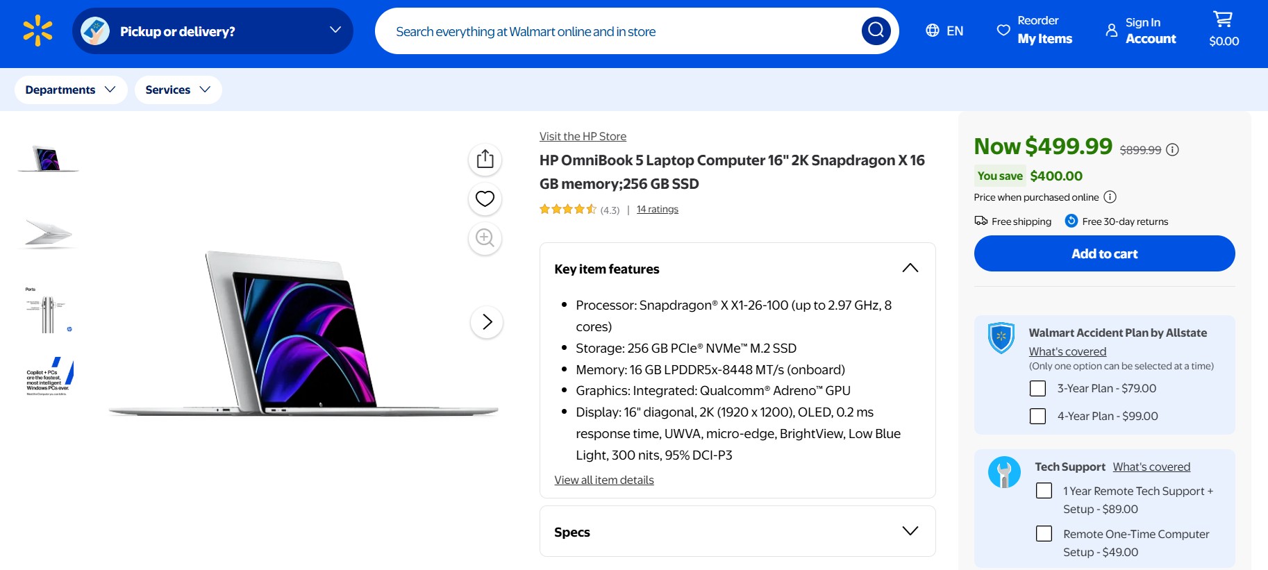 HP OmniBook 5 with 16GB RAM, Snapdragon X, OLED display for $499.99 only