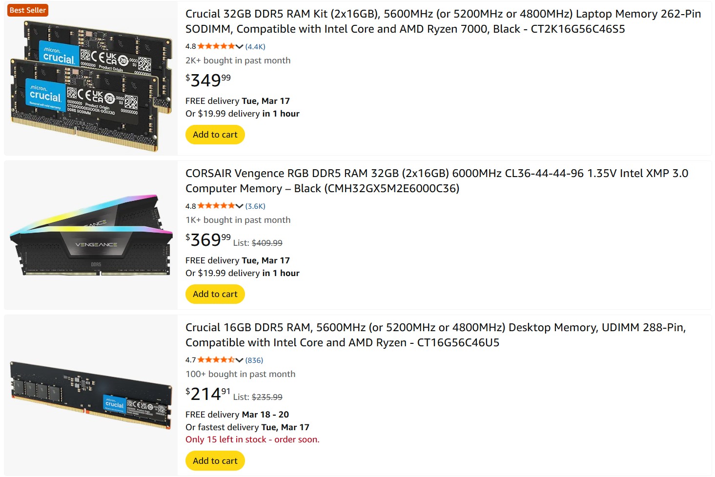 Alto precio de RAM