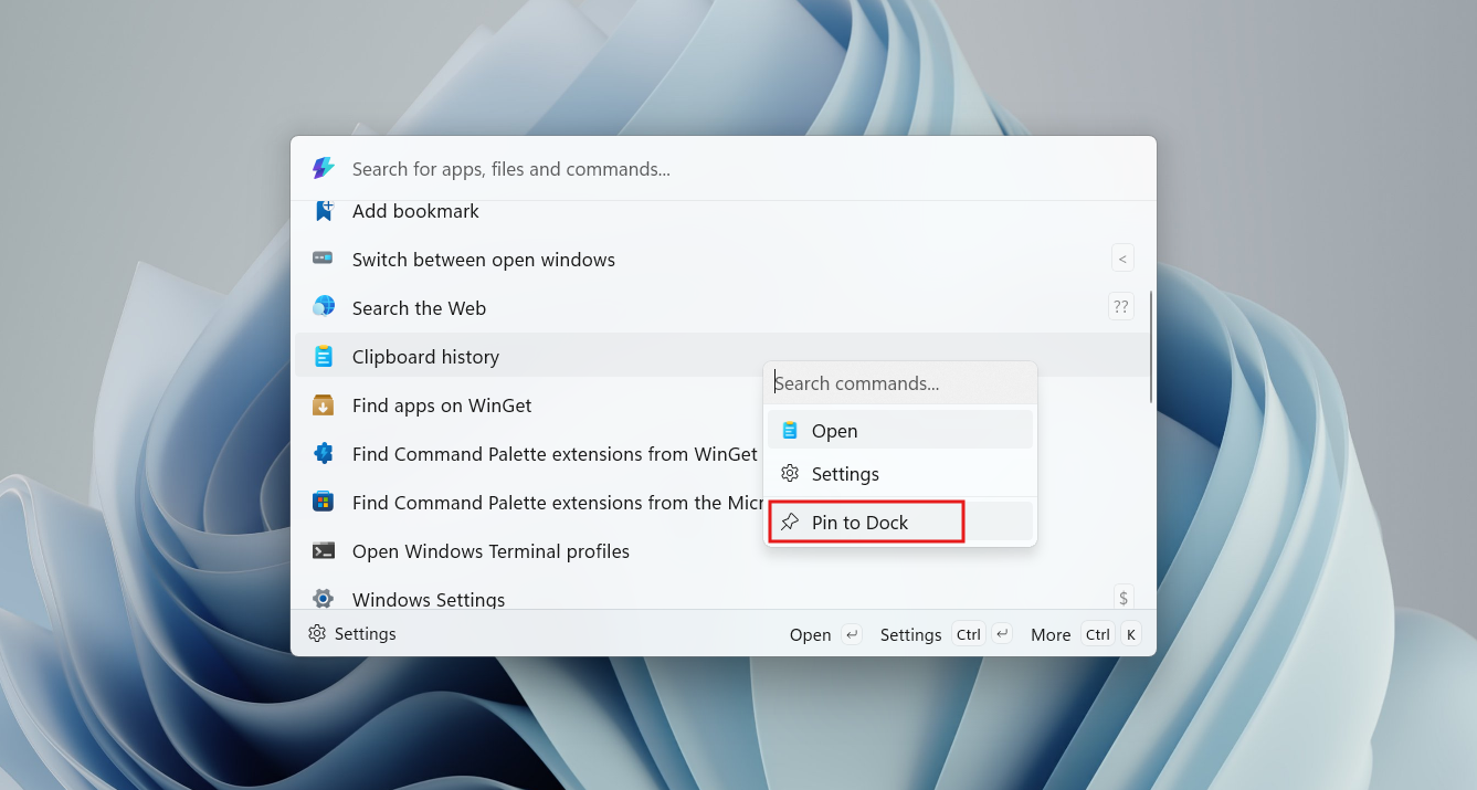 How to pin built-in extensions to the Dock