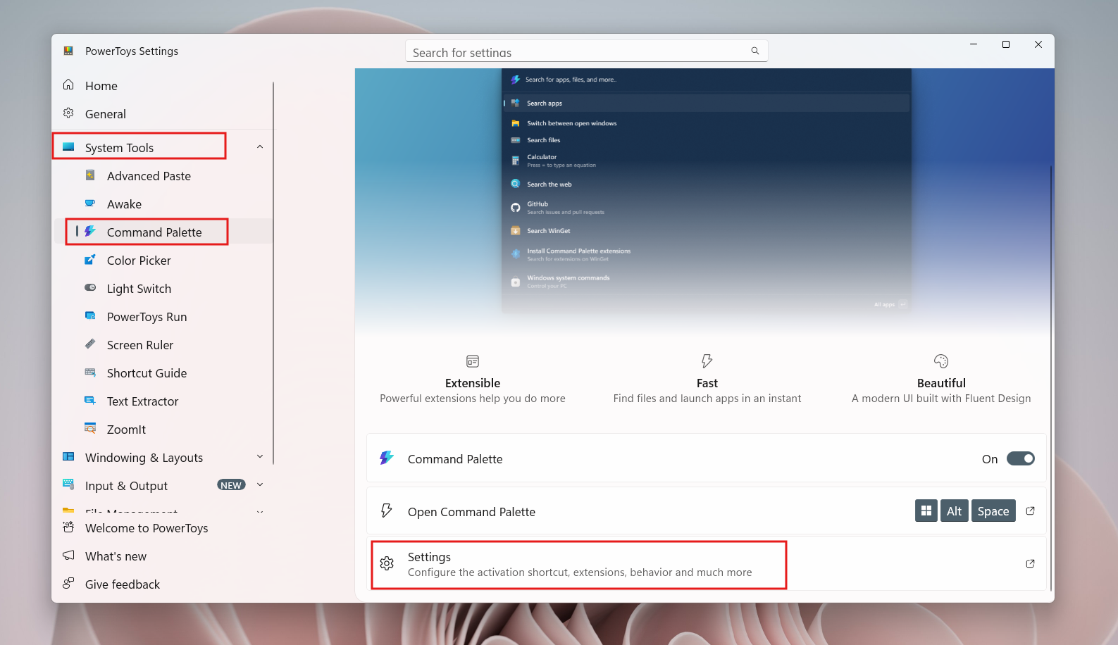How to turn on Command Palette Dock in PowerToys