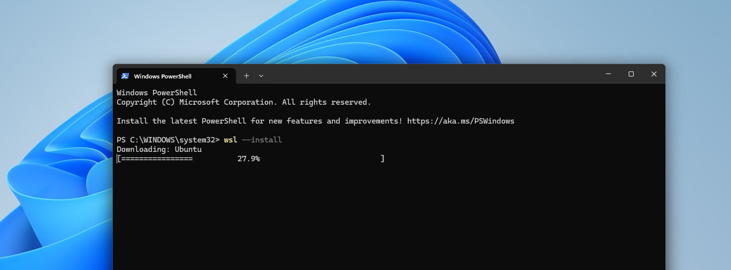 Installing WSL using PowerShell command