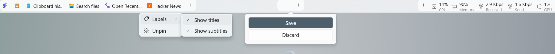 Labels in Command Palette Dock