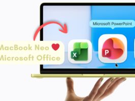 MacBook Neo product page and promo video highlights Microsoft Office apps