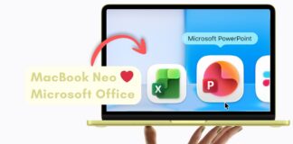 MacBook Neo product page and promo video highlights Microsoft Office apps