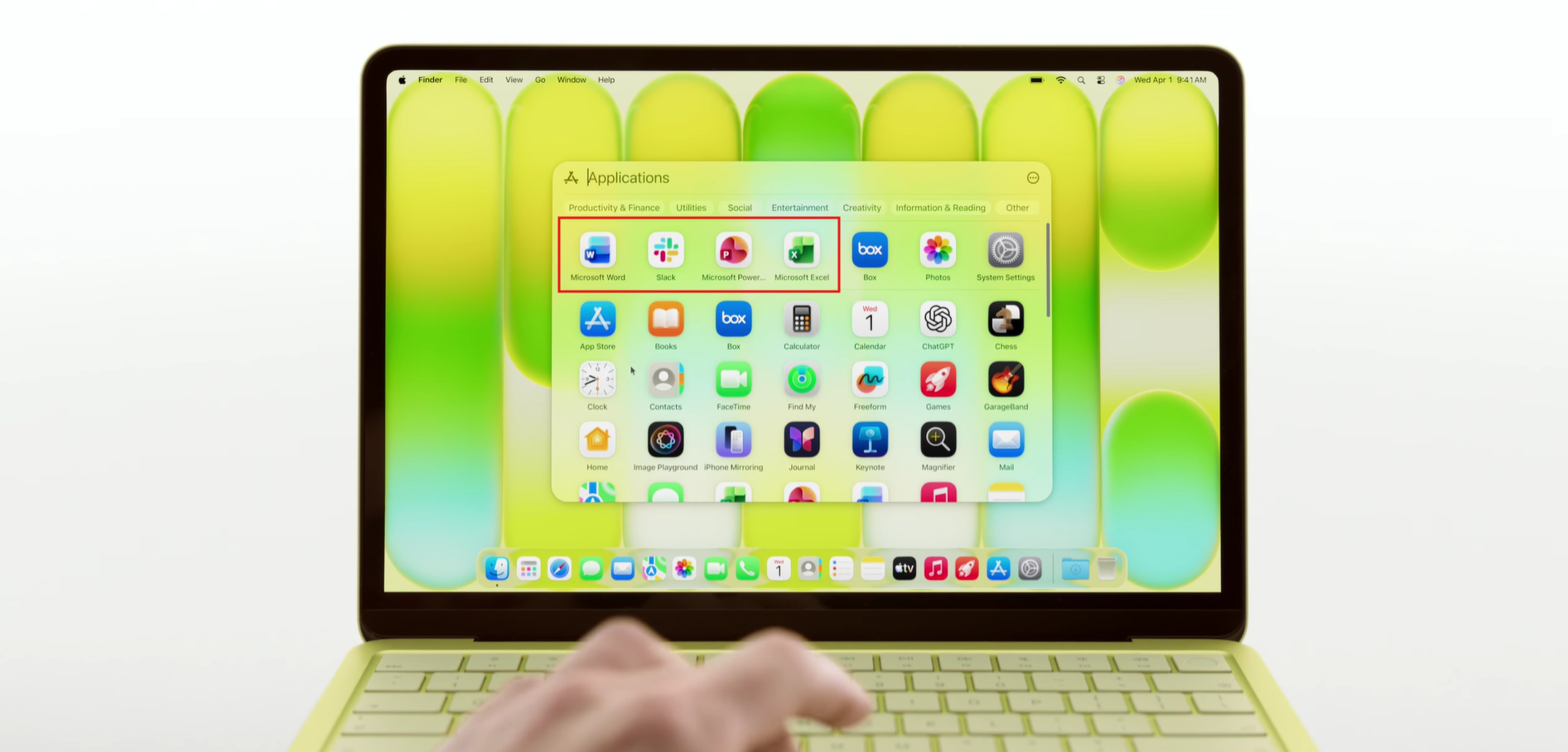Microsoft Word, PowerPoint and Excel shown in MacBook Neo's recently used app list