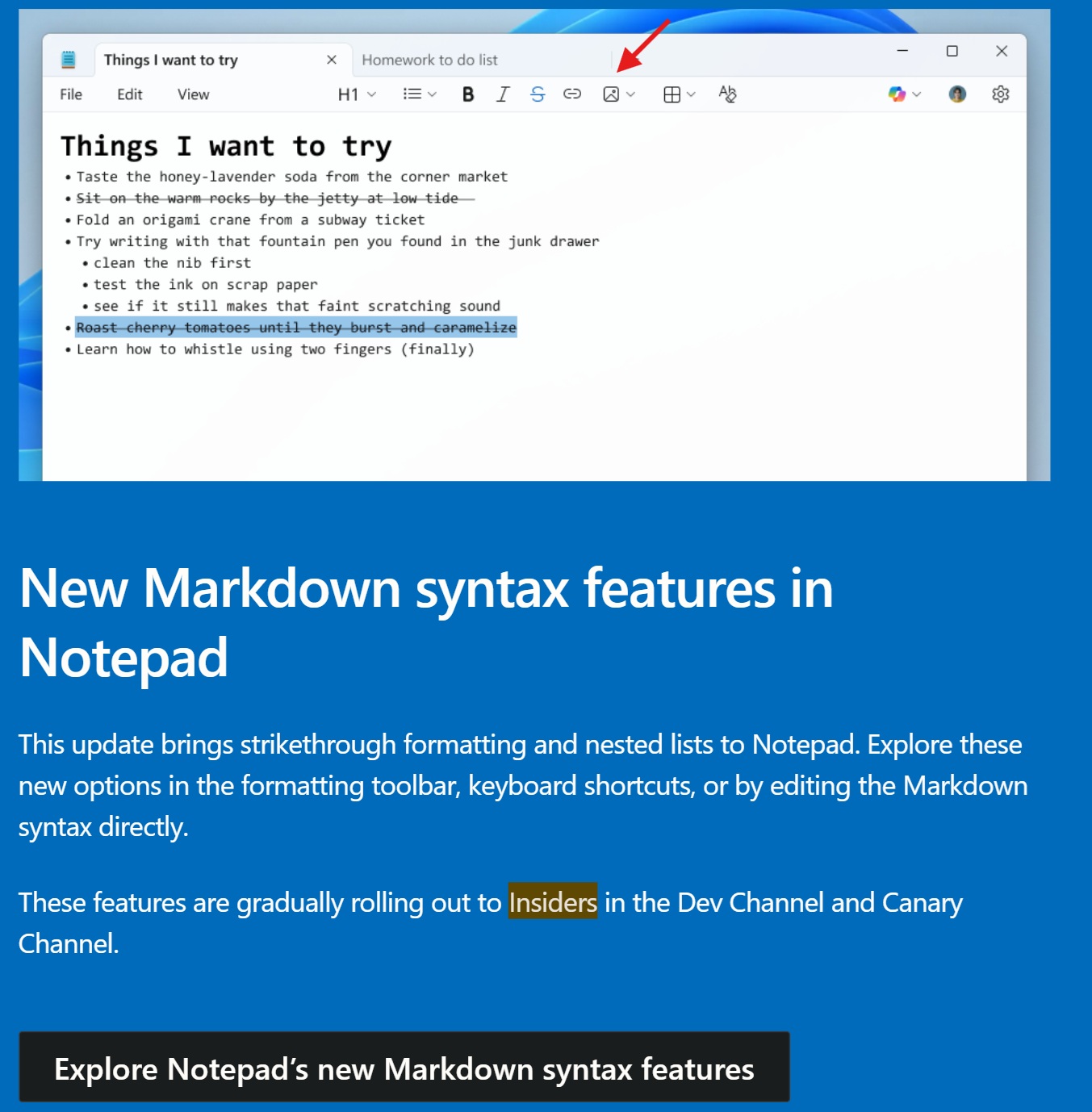 Notepad image support teased